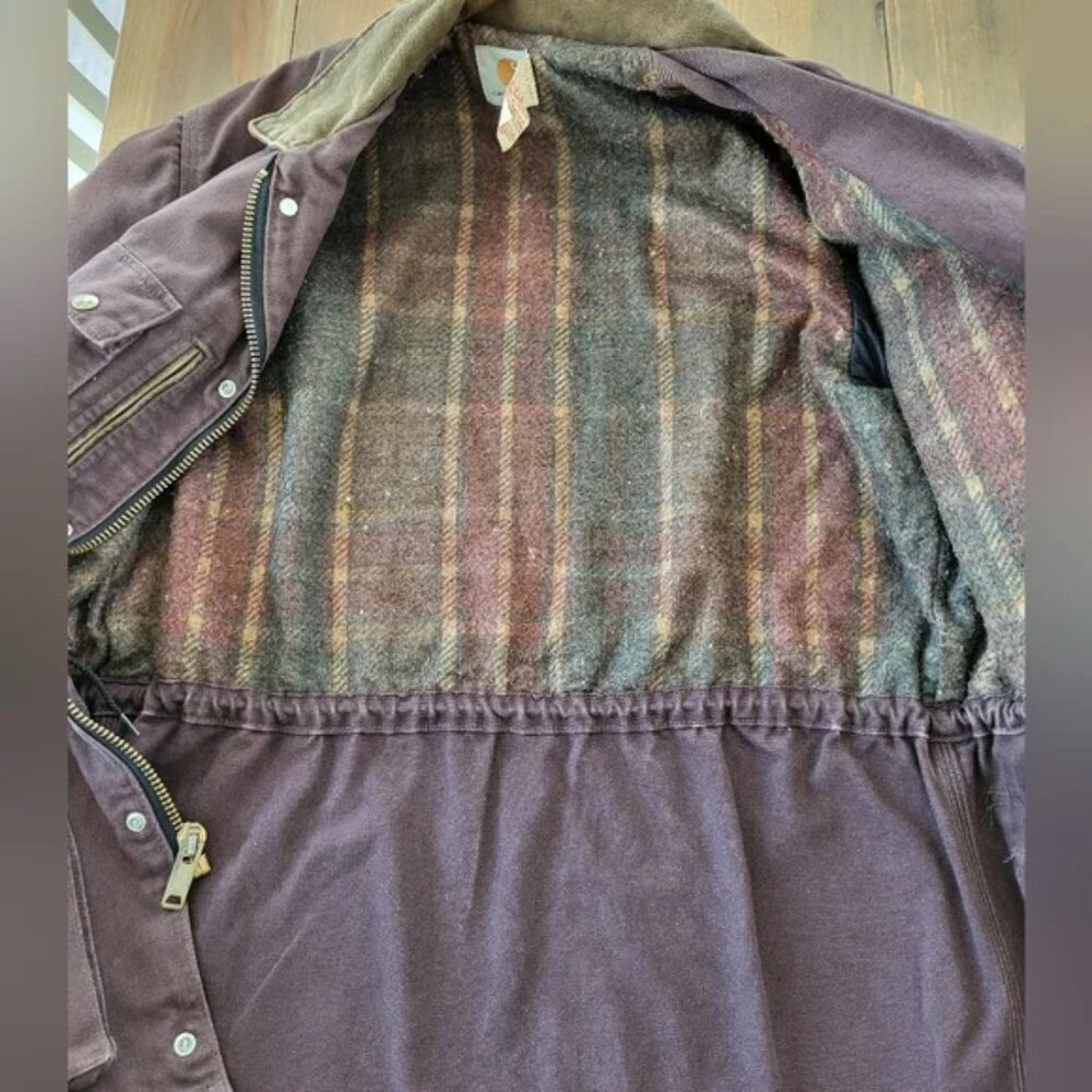 Vintage 90s Carhartt Mocha Brown Blanket-Lined Washed Duck Parka | Men’s M - Picture 4 of 16